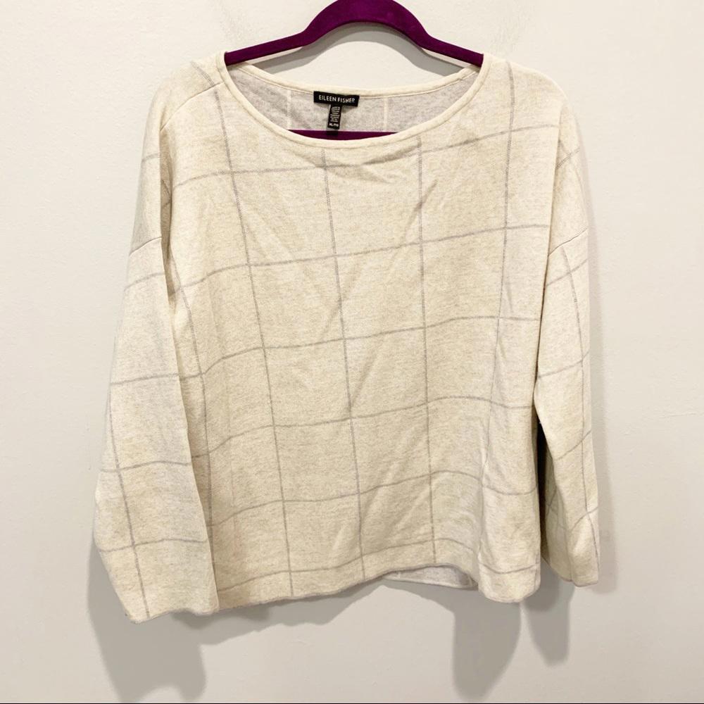 Eileen Fisher Window Pane Wool Blend Sweater